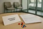 Письмо и иммиграционные формы на столе в канадском офисе, рядом календарь на год и символ поддержки