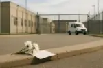 У ворот исправительного учреждения в Канаде — тихий дневной кадр с тремя белыми цветами и запиской.