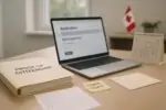 Папка «Proof of Citizenship», календарь с пролистанными месяцами и конверт «Urgent» на столе при дневном свете