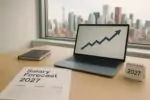Светлый офис в Канаде: на столе отчет о прогнозе зарплат к 2027 году и график умеренного роста.