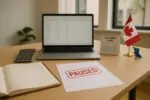 Рабочий стол малого бизнеса с документами и отметкой «PAUSED», символизирующей паузу в расширении PST